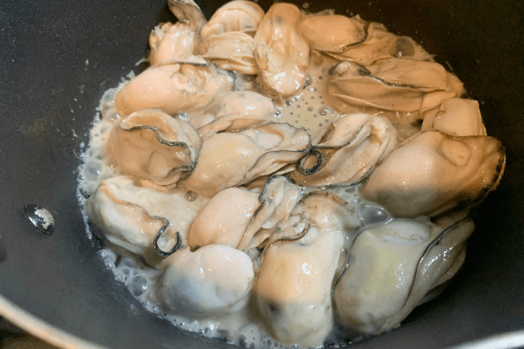 牡蠣のオイル漬け工程5_牡蠣を焼く