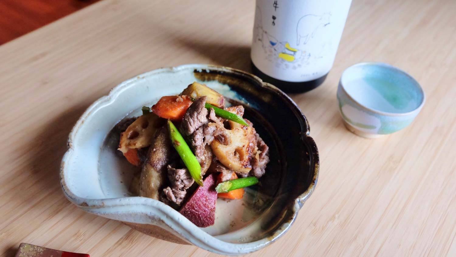 日本酒おつまみレシピ_牛肉と秋野菜